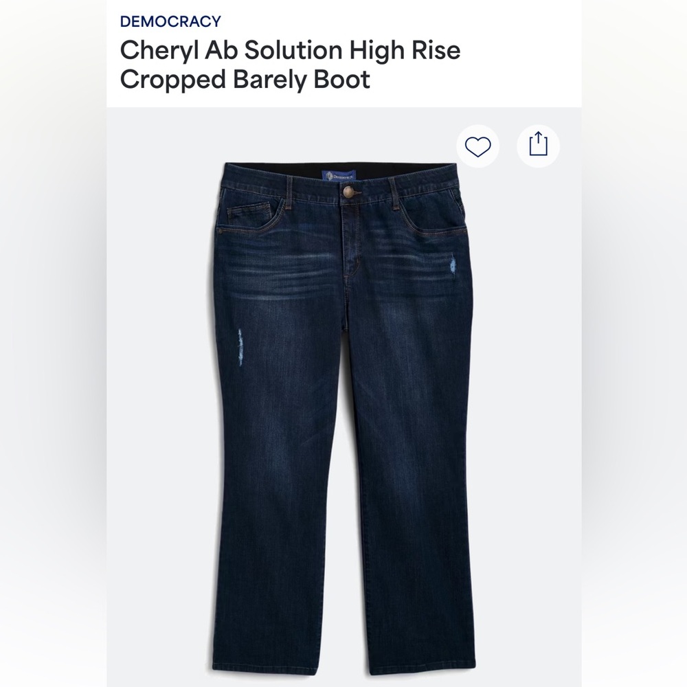 Democracy Women's Cheryl Ab Solution High Rise Cropped Barely Boot Jeans NWT